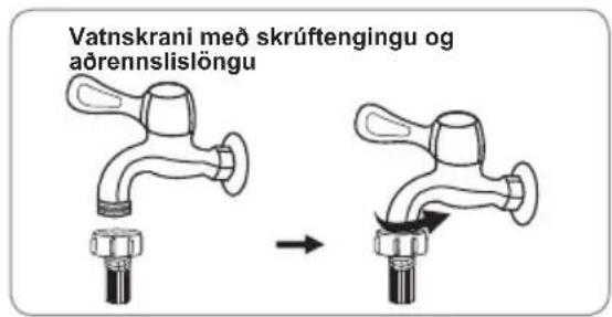 Vatnskrani medő skrúftengingu og aðrennsislöngu