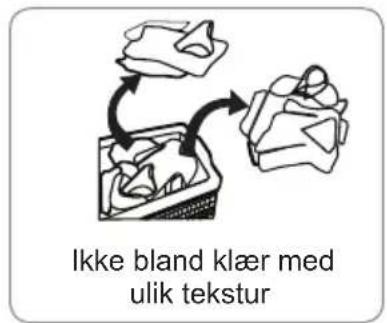 Ikke bland klær med ulik tekstur