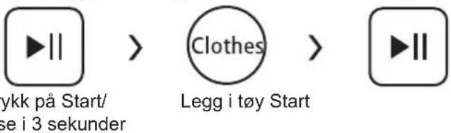 ykk på Start/ se i 3 sekunder Clothes Legg i tøy Start ▶|| ▶||
