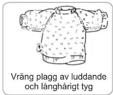 Vräng plagg av luddande och långhårigt tyg