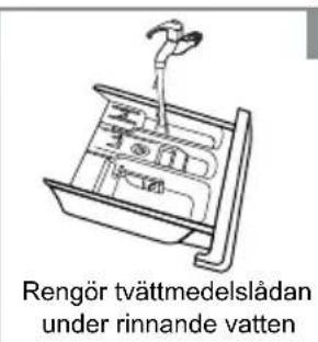 Rengör tvättmedelslådan under rinnande vatten
