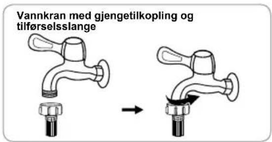 Vannkran med gjengetilkopling og tilførselsslange