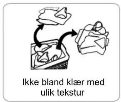 Ikke bland klær med ulik tekstur