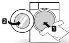 Diagram showing two circular components labeled 1 and 2 with directional arrows indicating rotation or movement.
