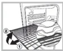 Diagram showing a bed interior with numbered steps and directional arrows indicating movement or flow.