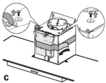 Technical diagram of a mechanical device with labeled components and magnified views showing internal components