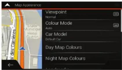 Map Appearance Viewpoint Normal Colour Mode Auto Car Model Default Car Day Map Colours Night Map Colours
