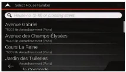 Select House Number House no. (2:10) or crossing street Avenue Gabriel 7500B Be Arrondissement (Paris) Avenue des Champs-Élysées 7500B Be Arrondissement (Paris) Cours La Reine 7500B Be Arrondissement (Paris) Jardin des Tuileries Arrondissement (Paris) ← la Concevrla