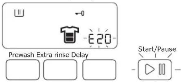 E20 Prewash Extra rinse Delay Start/Pause