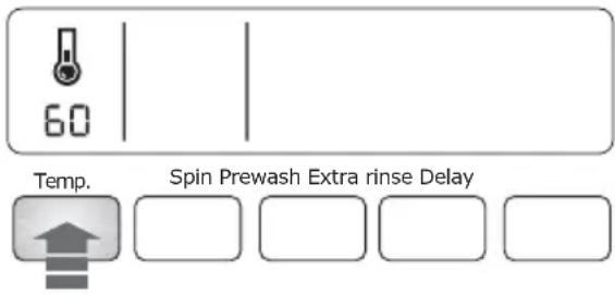 60 Temp. Spin Prewash Extra rinse Delay