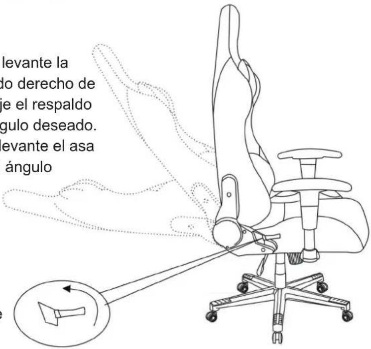 levante la do derecho de e el respaldo gulo deseado. evante el asa ángulo