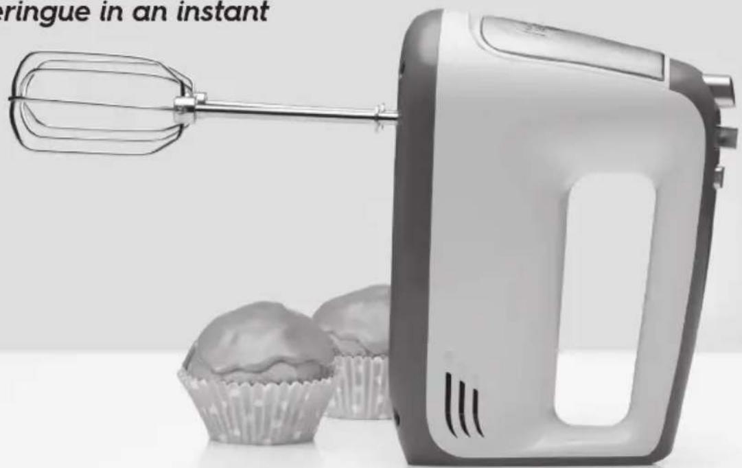 Black-and-white photo of a modern kitchen blender with a hand mixer and cupcake nearby (no text or symbols visible)