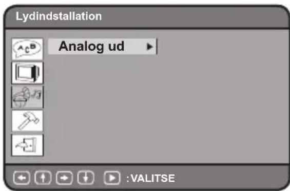 Lydindstallation Analog ud :VALITSE