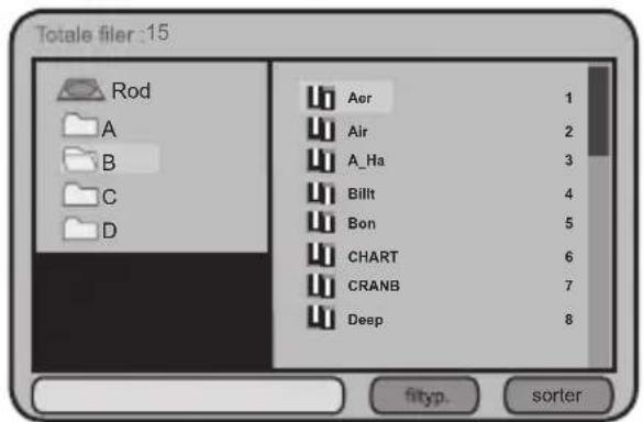 Totale filer:15 Rod A B C D Aor 1 Air 2 A_Ha 3 Billt 4 Bon 5 CHART 6 CRANB 7 Deep 8 fityp. sorter