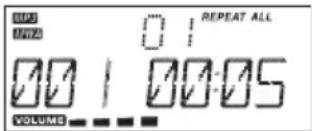 00 VOLUME 01 00:1 00:05 REPEAT ALL