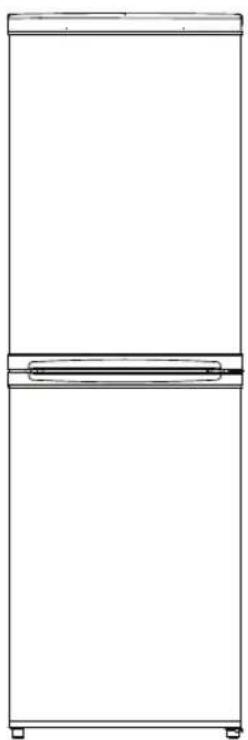 Line drawing of a double refrigerator with a horizontal lid and side legs (no text or symbols)