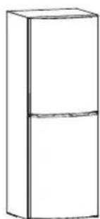 Simple line drawing of a two-tier refrigerator (no text or symbols)
