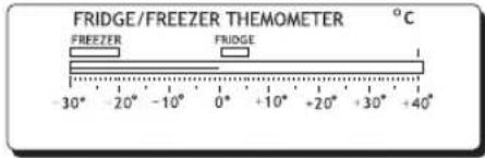 FRIDGE/FREEZER THERMOMETER °C, FREEZER FRIDGE, -30° -20° -10° 0° +10° -20° +30° +40°
