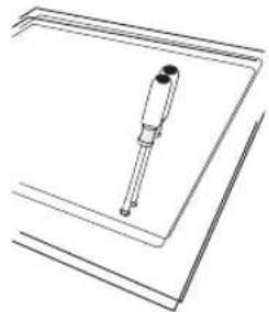 Simple line drawing of a pen or stylus on a flat surface (no text or symbols)