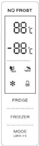 NO FROST 88°C -88°C FRIDGE FREEZER MODE LOCK 3.5