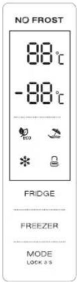 NO FROST 88°C -88°C FRIDGE FREEZER MODE LOCK 3.5