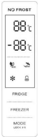 NO FROST 88°C -88°C FRIDGE FREEZER MODE LOCK 3.5