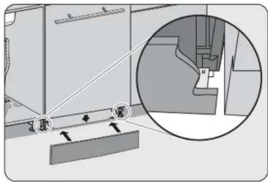 Technical diagram showing mechanical assembly with labeled components and an inset magnified view of a structural detail.