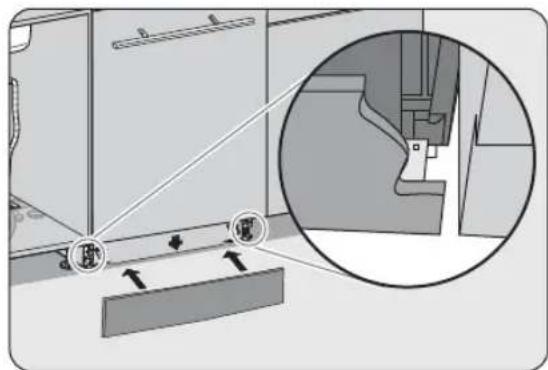 Technical diagram showing a mechanical assembly with labeled components and an inset magnified view of a structural detail.