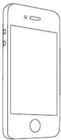 Line drawing of a smartphone with blank screen and buttons (no text or symbols)
