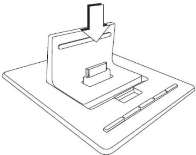 Line drawing of a mechanical device with a bracket and base plate (no text or symbols)