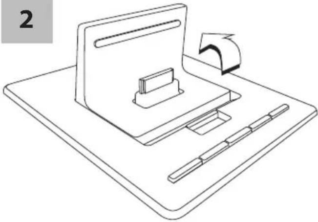 Line drawing of a mechanical device with a slide, tray, and handle (no text or symbols)