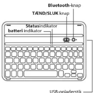 Bluetooth-knap T/END/SLUK knap Statusindikator batteri indikator USB-oppladeristik