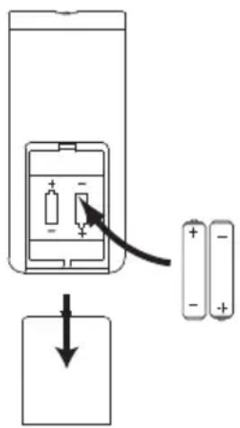 Sandstrøm S40DCF19E - Indsætning af batterier i fjernbetjeningen - 1