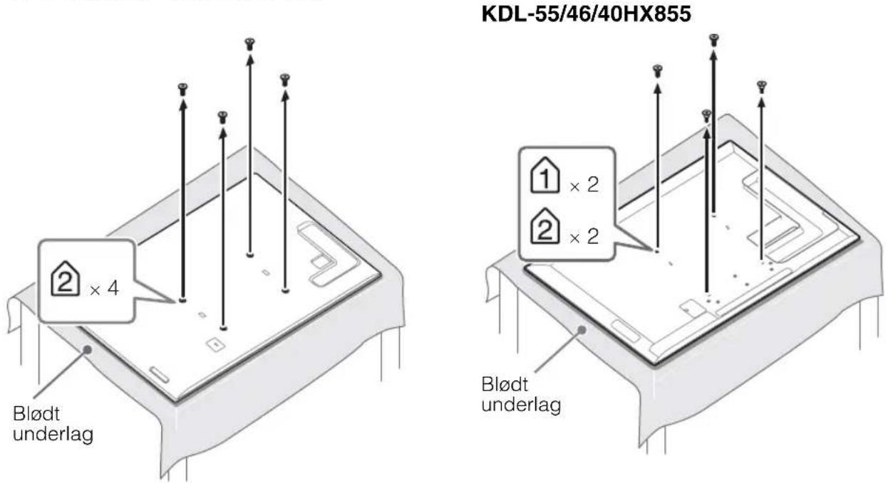 KDL-55/46/40HX855 2 × 4 Blødt underlag 1 × 2 2 × 2 Blødt underlag