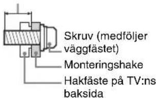 Skruv (medföljer väggfästet) Monteringsshake Hakfäste på TV:ns baksida