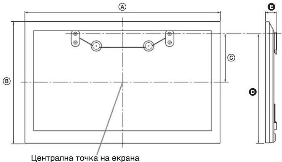 SONY Bravia KDL-46NX721 - Таблица на размерите, имащи отношение към монтажа на телевизора - 1