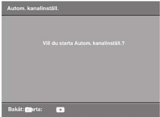 Autom. kanalinställ. Vill du starta Autom. kanalinställ.? Bakåt: 3arta: