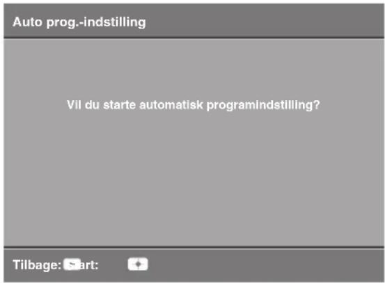 Auto prog.-indstilling Vil du starte automatisk programindstilling? Tilbage: Start: