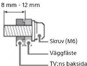 8 mm - 12 mm Skruv (M6) Väggfäste TV:ns baksida