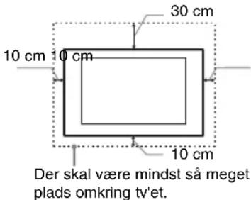 30 cm 10 cm 10 cm 10 cm Der skal være mindst så meget plads omkring tv'et.