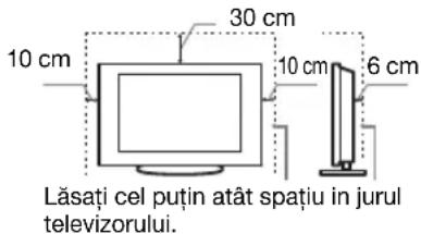 10 cm 30 cm 10 cm 6 cm Lăsați cel puțin atât spațiu în jurul televizorului.