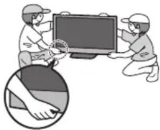 PANASONIC Viera TX-P50XT50Y - Fjernsynet er tungt. Der kræves 2 eller flere personer til at håndtere fjernsynet. Støt som vist for at undgå tilskadekomst på grund af, at fjernsynet vælter eller falder ned. - 1