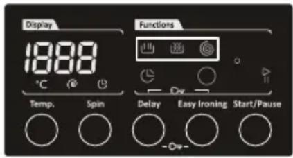 Display 1888 °C Temp. Spin Functions Delay Easy Ironing Start/Pause