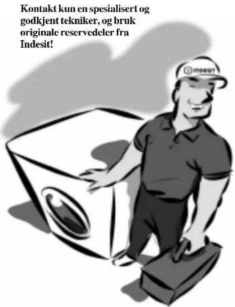 Kontakt kun en spesialisert og godkjent tekniker, og bruk originale reservedeler fra Indesit!