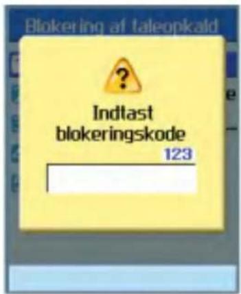 Blokering af taleopkald Indlast blokeringskode 123