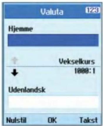 Valuta 123 Hjemme ↑ Vekselkurs ↓ 1000:1 Udenlandsk Nulstil OK Takst