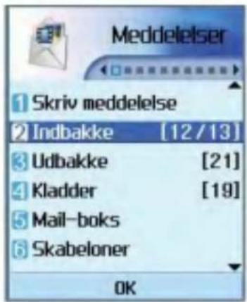 Meddelelser 1 Skriv meddelelse 2 Indbakke [12/13] 3 Udbakke [21] 4 Kladder [19] 5 Mail-boks 6 Skabeloner OK