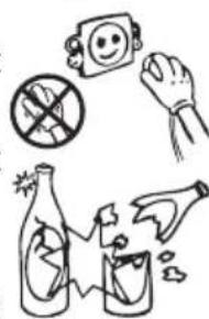 Illustration showing various behaviors of cleaning and anti-smoking, including a photo, hand gesture, no smoking, bottle, and spray bottle.