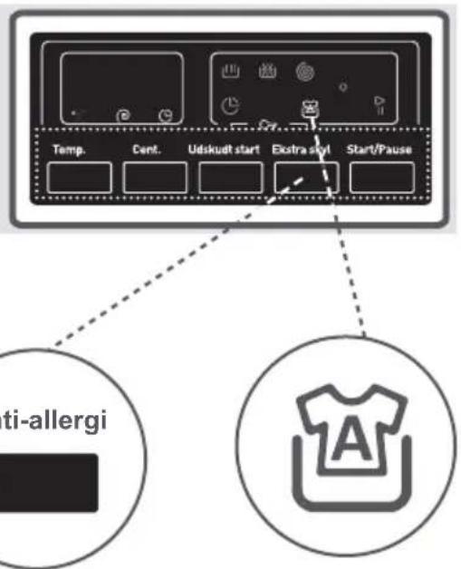 Temp. Cent. Udskudt start Extra styl Start/Pause ti-allergi