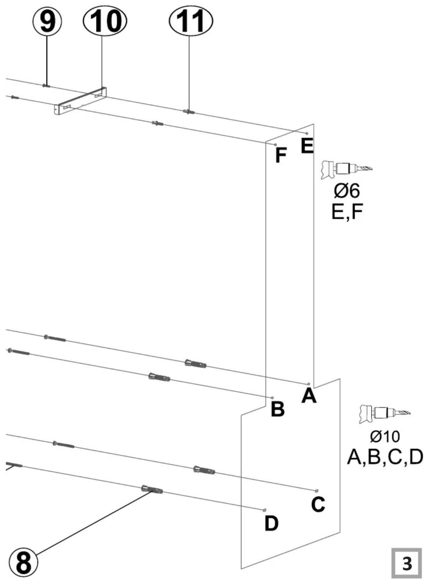 9 10 11 F E Ø6 E,F B A Ø10 A,B,C,D C D 8 3